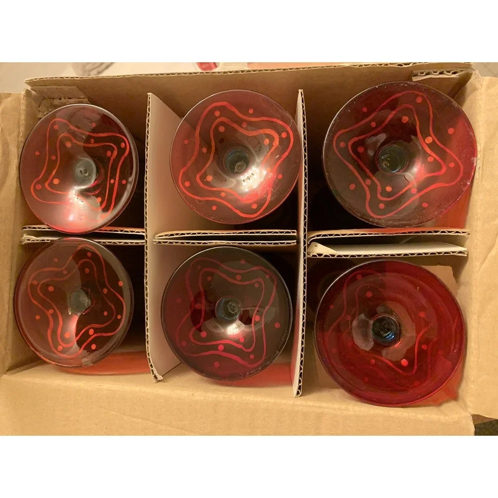 Hand Painted Hand Blown‎ Luminescence Crystal Champagne Flutes European Set Of 6
